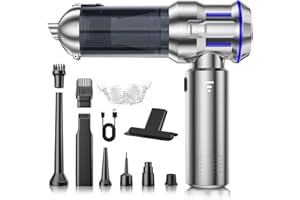 CUGEFRE Aspirabriciole Senza Fili, 22000Pa Aspirapolvere Auto 4 in 1 con Scarico Polvere Automatico a un Tocco, Motore Brushless, Aspirazione a 3 Velocità per Casa/Auto/Peli di Animali Aomestici, Argento Blu