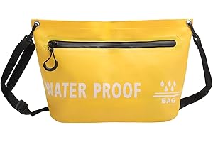 KQDRAVINE Bolsas estancas, 20 x 32 cm Impermeable Amarilla, Bolsa Ligera para natación, Playa, Fitness, Actividades al Aire Libre navegación para Mujeres y Hombres con Correa para el Hombro
