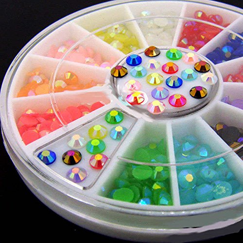Trillycoler Glitter Mix Farben 3D Nagel Kunst Strasssteine Tipps Dekoration Maniküre Rad DIY - 6