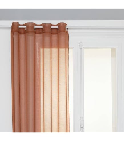 Rideau Jacquard Micah Atmosphera - 130 X 260 Cm - Rose Terracotta, En Coton/polyester Avec Oeillets Métal - 10