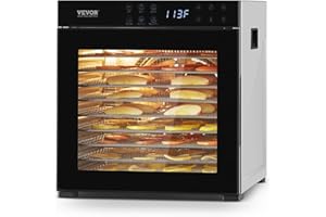 VEVOR Déshydrateur alimentaire, 10 plateaux en acier inox, séchoir électrique aliments 1000 W, température réglable, minuterie 24 h, lyophilisateur pour viande, fruits, légumes, friandises pour chiens