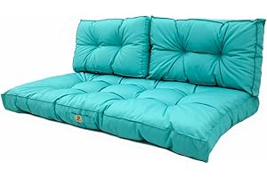 deco arts Coussins pour Salon de Jardin - Coussins extérieur - 120x60 cm - Coussin de Remplacement pour Fauteuil, Banc & Chaise d'extérieur - Imperméable, Confortable & capitonné - Bleu Caraïbe