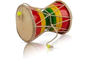 THE GREAT INDIAN BAZAAR Handmade Wooden & Leather Classical Indian Folk Dumroo Damroo Damaru Hand Drum Set Percussion Decorative Collectible Showpiece World Musical Instruments Fun For Adults Kids Babies Birthday Gift