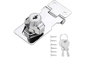 DIVONO Keyed Hasp Lock,Door Lock Hasp and Staple with Padlock Shed Locks with 2Keys Keyed Hasp Locks Safety Door Clasp Metal Locking Hasp Gate Lock for Shed Garage Garden Cupboard Bedroom 2.5in(Silver)