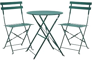 SVITA Berlin Bistro-Set Metall Sitzgruppe Balkon klappbar Tisch Stühle Dunkelgrün