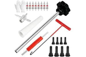 Puasok 22 Pièces Valve Pneu Voiture Remover,Kit de Réparation de Valve de Pneu,Demonte Obus Valve,Extracteur de Valve,Un Outil à Crochet,pour Les Voitures, Camions, Vélos, Motos (Noir et Rouge)
