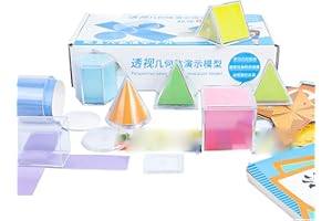 HEEPDD Bryły Geometryczne, 8 Sztuk Przezroczystych Modeli Geometrycznych ze Składanymi Kartami Geometrycznymi Edukacyjne Kształty 3D Zdejmowane Pokrywy Przezroczyste Modele Geometryczne