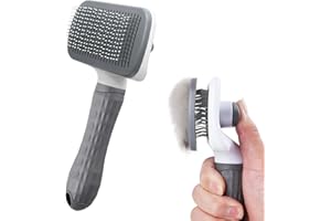 YETEE Cat/Dog Brush for Grooming - Self Cleaning Pet Shedding Brushes with Rounded Pins for Short Haired Cats and Small Dogs