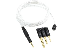 Yaowanguan Cavo Bilanciato con Adattatore da 4.4mm,2.5mm,3.5mm per Audio-Technica ATH-M50X,ATH-M40X,ATH-M70X Cuffie,M50X/M40X/M70X 3 in 1 Placcato Argento Filo di Aggiornamento Sostitutivo
