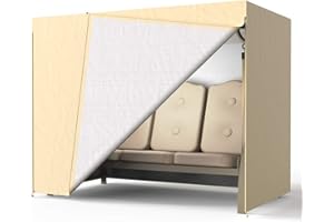 Judy1980 Housse Balancelle Jardin 3 Places,Bâche de Protection Balançoire 190T Oxford Imperméable Anti-UV,Anti-Poussière 220x125x175CM (Beige)