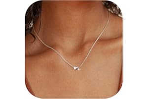 Chriscoco Collar Plata de Ley 925 Mujer Niña Colgantes Iniciales Corazón Cadenas de Plata/Oro Regalo Día de la Madre - Con Caja de Joyería