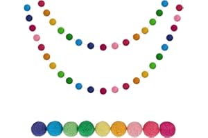 XDGBGFN 2 Stück Filzkugel Girlande Mehrere Farben 5.56ft 60pcs Filzbälle Handgefertigt Hängende Dekoration für Christbaumschmuck Dekoration Party Deko