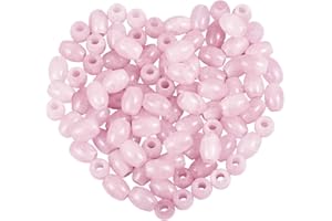 KYEYGWO Rose Quartz Large Hole Polished Gemstone Beads for Bracelets, Oval Loose Charms European Bead for Jewelry Making, Pack of 20