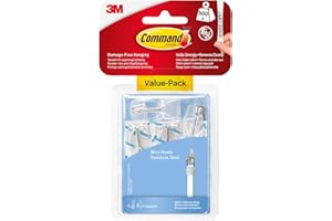 Command Wire Toggle Medium Hook, Pack of 6 Hooks and 8 Adhesive Strips, Transparent - Damage Free Hanging - Holds up to 900g