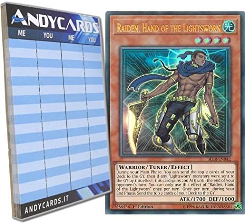 Yu-Gi-Oh! - RAIDEN, HAND OF THE LIGHTSWORN - Ultra Rare BLLR-EN042 in ENGLISH + Andycards Scorepad