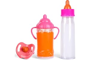 Aolso Magisk flaska, 2 stycken babydocka, mjölkflaskor med napp - nyfödd tillbehör, simulerad fodring för babydockor