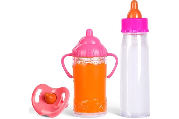 Aolso Biberon Magique,2PCS Accessoires Pour Poupées Accessoires D'alimentation Pour Bébé Ensemble (Pas Pour Les Vrais Bébés)