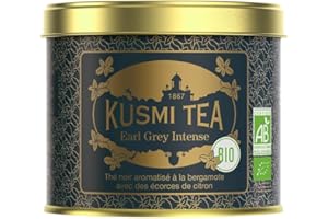 ‎KUSMI TEA Kusmi Tea - Earl Grey Intense - Bio Earl Grey Schwarzer Tee mit Kräftiger Bergamotte und Würziger Zitrone - Loser Tee - 100 g Metalldose - Menge für etwa 50 Tassen
