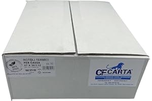 CF CARTA INGROSSO E DISTRIBUZIONE 50 rotoli termici per cassa 57x30, rotoli omologati per scontrini misura 57mm x 30metri di lunghezza, CF CARTA (50)