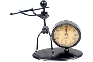 WINTERWORM Orologio da scrivania moderno con motivo in ferro, orologio da tavolo al quarzo, orologio per mensola, orologio decorativo da scrivania, decorazione per casa e ufficio, ornamento regalo C63 Flauto
