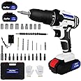21V Power Electric Drill with 2 Speed, 25+1 Torque 45Nm Max Screwdriver Kit - 3/8" Chuck Handheld Drills Driver with 2x1.5 Ah Li-Ion Batteries, Charger, 26PCS Drill Bits