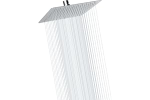 iFealClear Square Rain Shower Heads, Fixed Rainfall Shower Head 8 Inch, Ultra Thin Powerful High Pressure Overhead Shower Head, 304 Stainless Steel, Chrome