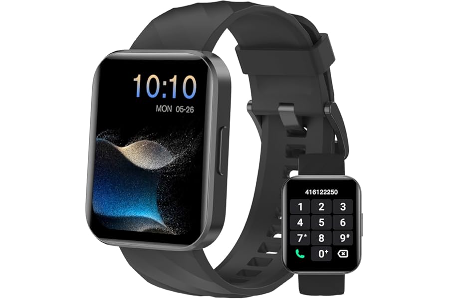 Dakofied Smartwatch Men Women Bluetooth Calls Smart Watch with Pedometer Heart Rate Monitor Wrist Saturometer Fitness Watch Notification WhatsApp Waterproof IP68 for Android iOS Black