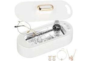 LIFEJXWEN Ultrasonic Cleaner for Glasses 48000Hz High Frequency Ultrasonic Cleaning Device, Ultrasonic Device Jewellery Cleaner with 3 Modes, 400 ml Ultrasonic Cleaner for Glasses, Watches, Necklaces, Dentures