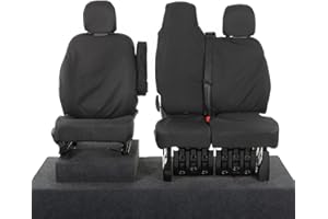 UK WHOLESALE LOWERING THE COST TO YOU My Van Seat Covers | To Fit Renault Trafic Sport Business+ Seat Covers 2014 Onwards | Waterproof Tailored Easy to Fit | Front (WITH Folding Middle Seat) Black - MVSC147B