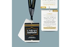 IBADAH LONDON Umrah Dua Cards - authentic duas in Arabic, with English translation & transliteration, Umrah book with lanyard guide book for Makkah & Medina and more. Reuseable Umrah Gift Dua Book