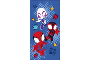 Spidey & His Amazing Friends Strand- och badhandduk 70 x 140 cm, 100 % bomull | Mjuk och absorberande badhandduk för barn