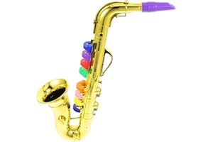 HOMSFOU Golden Kids Saxophone Toy: Musical Wind Instruments 8 Rhythms Saxophone Trumpet Performance Prop Toddlers Development Toys For Kids Beginners