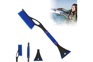Ajuanbazha Spazzola Neve Auto e Raschietto Ghiaccio 2 in 1, Togli Ghiaccio Parabrezza con Manico Estensibile, Spazzola Neve Auto e Raschietto Ghiaccio Auto per SUV E Camion (Blu)