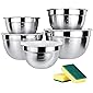 Juning 18/10 Edelstahlschüssel Set Bestehend aus 5 Stück, mit Kunststoffdeckel, 3L / 2L / 1.6L / 1.2L / 0.8L, Verwenden…