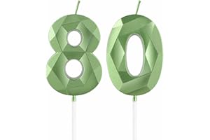 MCISKIN Candele verdi per 80° compleanno, 3D verde numero 80 candele per torta, donne e uomini, decorazioni per torte verdi, decorazione per torta verde, per feste di compleanno, matrimoni, anniversari