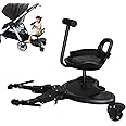 Universal Buggy Board with Seat, 2 in 1 Pram Standing Board, Compatible with All Pushchairs, Toddlers Stroller Board Kiddy Buggy Board with Seat, for Children from 2-6 Years, Load 25kg