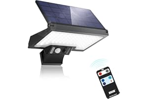 JESLED Luz Solar Exterior, 108LEDs Luz Solar Exterior con Sensor de Movimiento, 2600 mAh Giratoria Luces Solares, 4 Modos Lámpara Foco LED Solar para Jardín