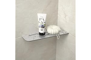 Bernkot Étagère d'angle de douche en acier inoxydable brossé 304 - 305 mm - Étagère murale carrée pour rangement de salle de bain - Sans perçage