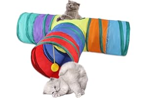 AOKUY Cat Toys Cat Tunnel and Cat Cube Pop Up Collapsible Kitten Indoor Outdoor Toys-Collapsible 3 Way Or 1wayCat Tube- for Cat, Puppy, Kitty, Kitten, Rabbit