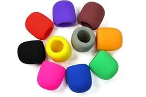 Raopuzi Bonnette Micro Mousse Mic Microphone à Main Couverture de Pare-Brise 10 Pièces Housses de Microphone Lavable pour KTV Performance sur Scène Activités Extérieures 10 Couleurs