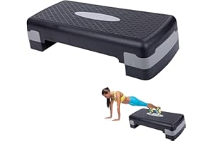 AONAT Step de Aeróbic Plataforma Steps Fitness Casa Banco Fitness con Altura Regulable 2 Niveles de 10/15 cm, Antideslizante para Ejercicio en Casa Gimnasio, 68x28x15 cm, Carga 150kg