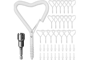 Ticway 20 PCS Safety Screw Hooks, Q-Hanger Hook for Hanging Outdoor String Lights, Windproof Eye Hooks with Safety Buckle Screw in Hooks for Wall Ceiling-White