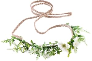 Ever Fairy couronne fleur bandeau bébé fille enfant en bas âge feuille verte feuille couronne florale couronne (blanc)