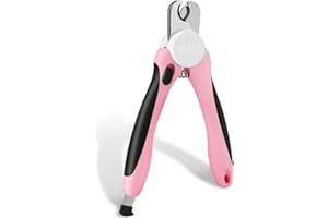 Flexzion Tagliaunghie Professionale Cani Gatti, Forbici Lima Acciaio Inossidabile Taglia Unghie Animali Zampe Artigli, Strumenti toelettatura limaunghia Protezione Taglia Piccola Media Grande (Rosa)