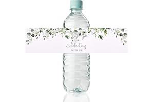 URROMA Etichette per bottiglie d'acqua per matrimoni, con scritta "Thank You", 50 pezzi, per bottiglie d'acqua, per compleanni, baby shower