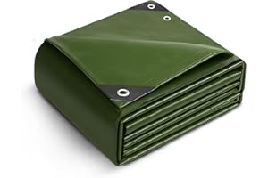 Keplin 3x3m Waterproof Tarpaulin Cover Sheet 90GSM, Heavy Duty, Mould-Resistant, Easy to Wash - PE Material, Reinforced Edges with Metal Eyelets, Green