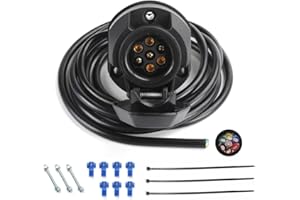 Qiping Prise Remorque 7 Broches Female avec Cable 2M Faisceau Précâblé 7 Fils x 1.5mm² pour Remorques de Voiture, Porte-vélos, Machines agricoles