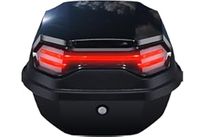 LGVOA Bauletto Moto, Impermeabile Bauletto Scooter per il Casco di Stoccaggio, Baule per Moto con Serratura, Bagaglio Scooter Motorino, con Piastra di Base (Nero)