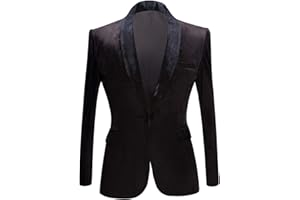 PYJTRL Mens Fashion Velvet Suit Jacket Slim Fit Blazers