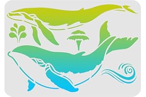 ‎FINGERINSPIRE FINGERINSPIRE Wal-Schablone 29,7 x 21 cm Blauwal-Wandschablonen zum Malen Wiederverwendbare Killerwal-Malschablone Sea Ocean Creatures Schablonen für Heimdekoration